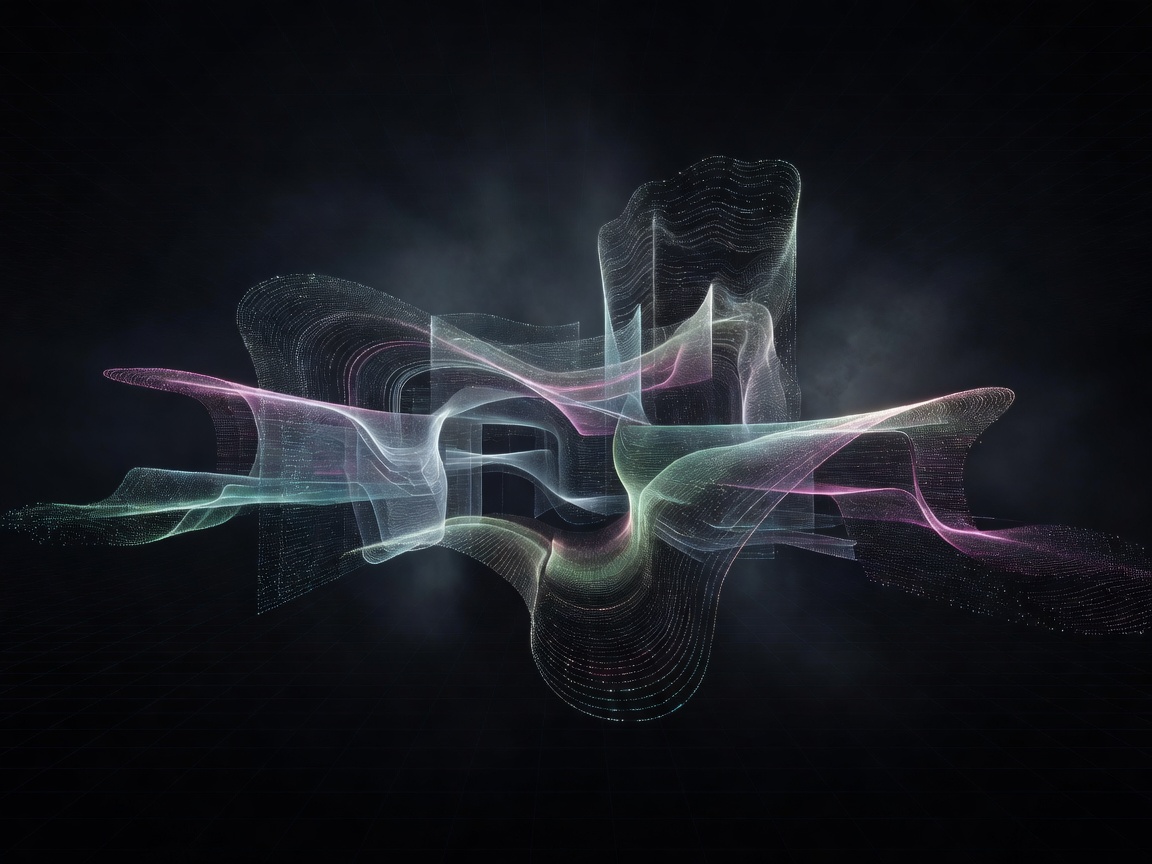 Abstract 3D architectural digital mesh in spatial virtual reality